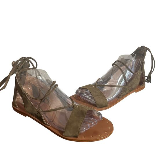 Madewell Shoes - Madewell Sandals #1568 Brown Suede Strappy Ankle Wrap Rear Zip Boho Festival 7.5